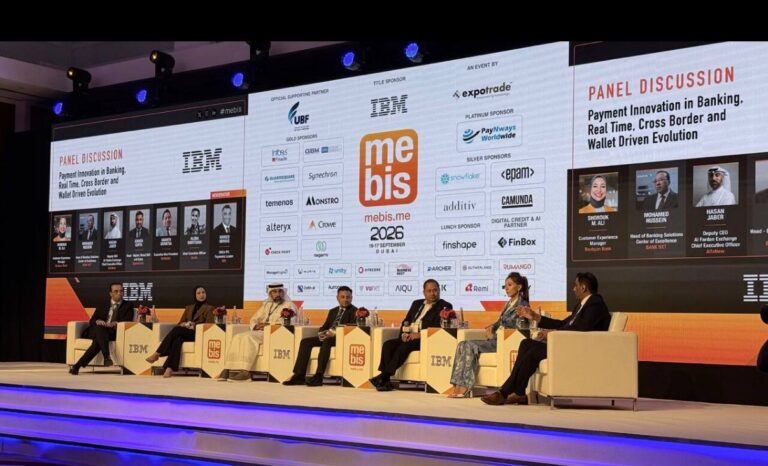 MEBIS 2026 payments innovation panel on stage in Dubai: Payments innovation panel at MEBIS 2026 in Dubai features Sends chief executive Alona Shevtsova